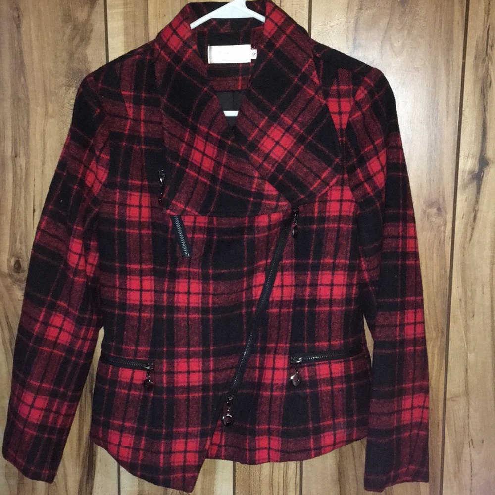 Red plaid blazer